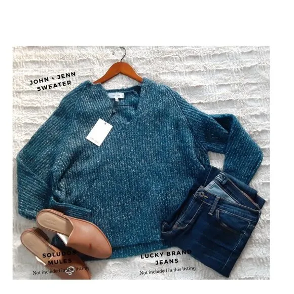New Anthropologie John   Jenn Blue Pullover Sweater Size M