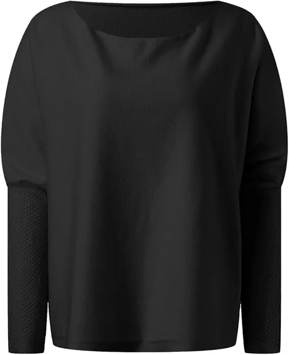 NEW Asymmetric Draped Jumper Baggy Sweater, Fall Sweaters Oversized Off The Shoulder Sweater for Women One Shoulder Tops Elegant Pullover Sweatshirts, Black, One Size