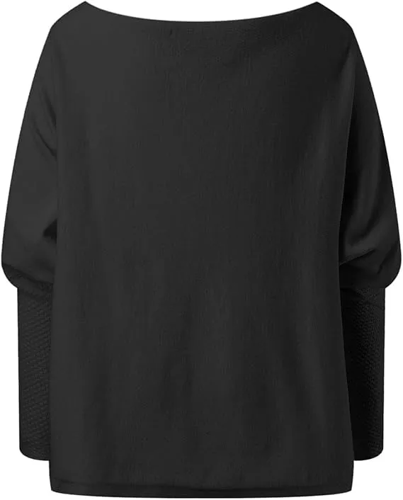 NEW Asymmetric Draped Jumper Baggy Sweater, Fall Sweaters Oversized Off The Shoulder Sweater for Women One Shoulder Tops Elegant Pullover Sweatshirts, Black, One Size