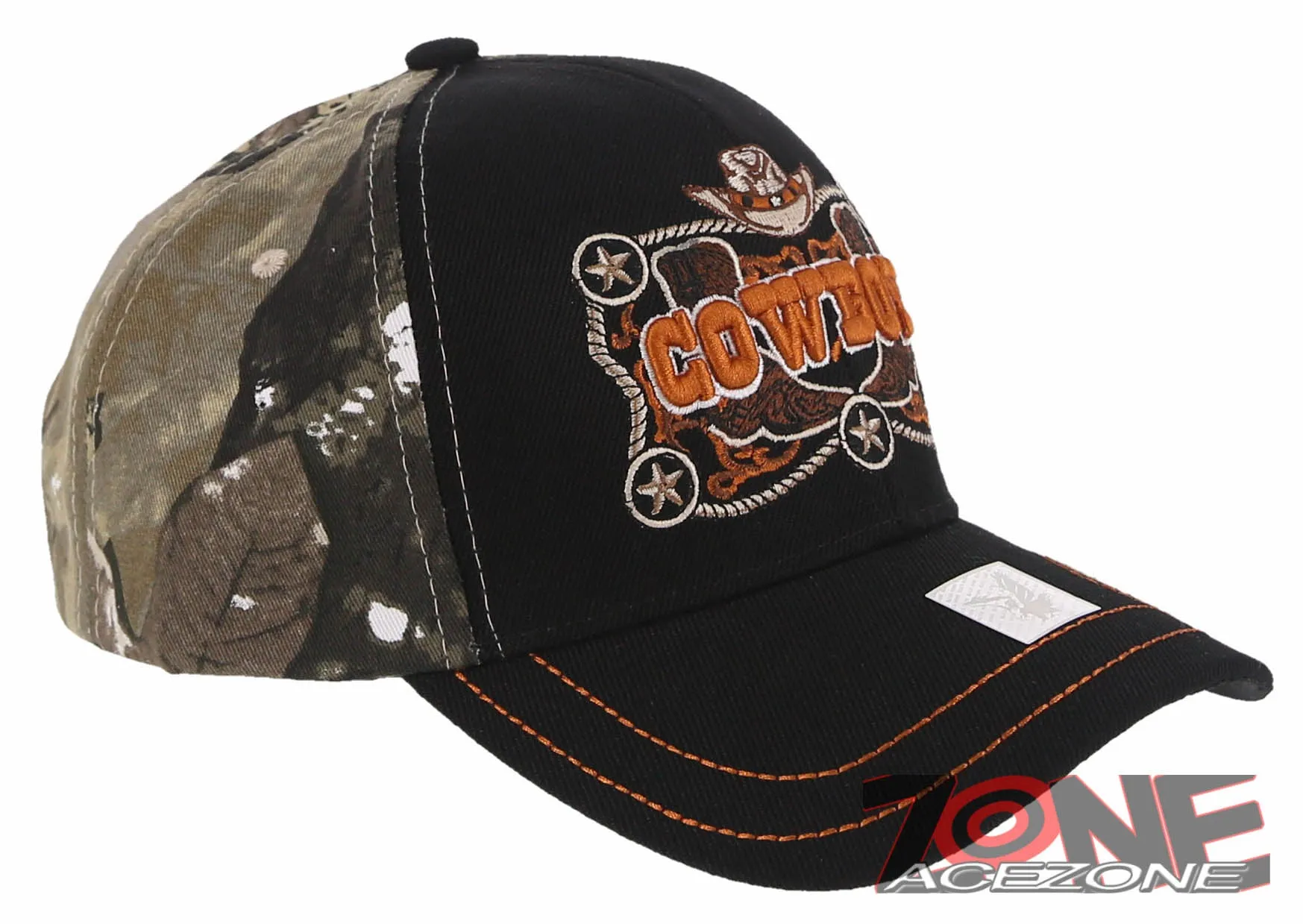 NEW! COWBOY STAR HAT BOOTS HORSESHOE COWBOY BASEBALL CAP HAT BLACK CAMO