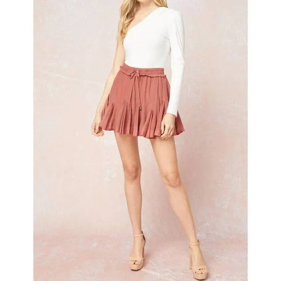 NEW ENTRO chic ruffled skort in terra cotta