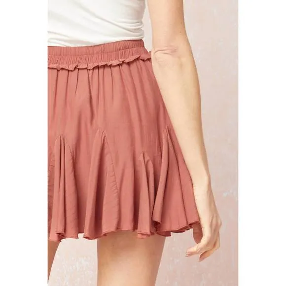 NEW ENTRO chic ruffled skort in terra cotta