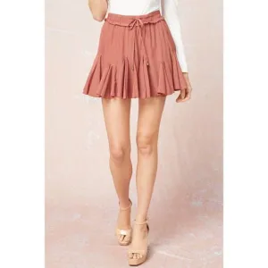 NEW ENTRO chic ruffled skort in terra cotta