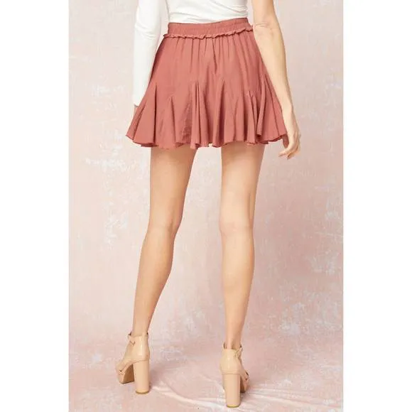 NEW ENTRO chic ruffled skort in terra cotta