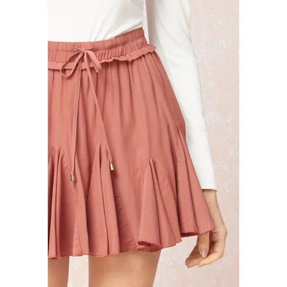 NEW ENTRO chic ruffled skort in terra cotta