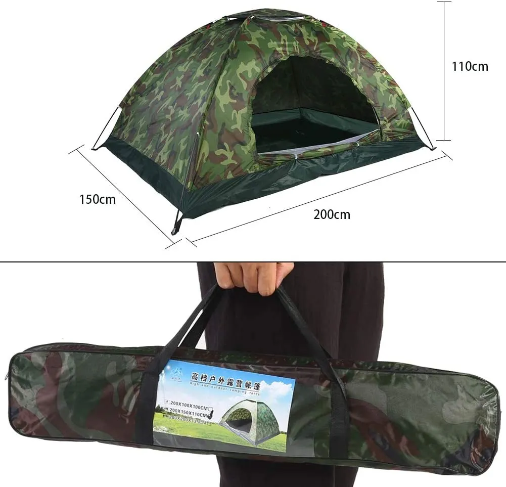 New Outdoor Camping Tent, Outdoor Camping Canopy Tent 2 Person Camping Tent Lightweight Backpacking Tent Waterproof Camping Tent Kit Camouflage for Camping Hiking