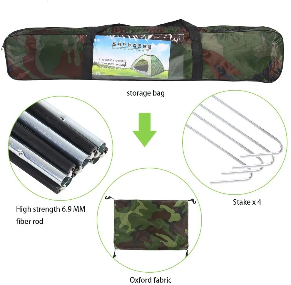 New Outdoor Camping Tent, Outdoor Camping Canopy Tent 2 Person Camping Tent Lightweight Backpacking Tent Waterproof Camping Tent Kit Camouflage for Camping Hiking