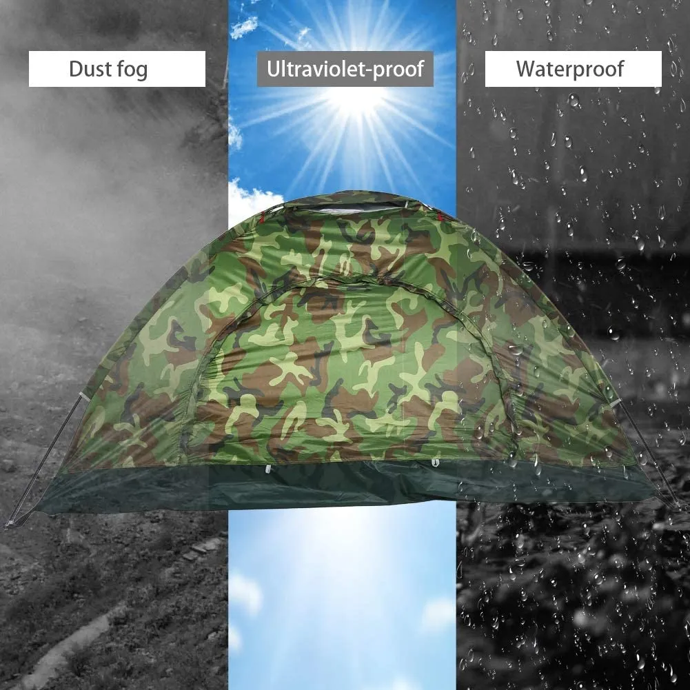 New Outdoor Camping Tent, Outdoor Camping Canopy Tent 2 Person Camping Tent Lightweight Backpacking Tent Waterproof Camping Tent Kit Camouflage for Camping Hiking