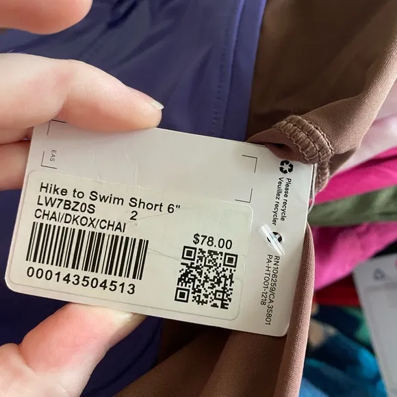 NWT lululemon Hike to Swim shorts