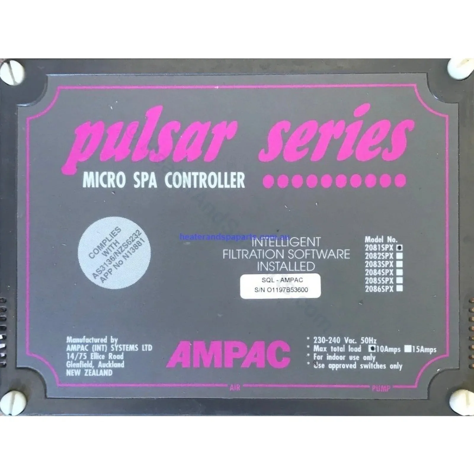 OBSOLETE - Ampac Pulsar SQ1000 SQ1500 Series Spa Controller & Parts