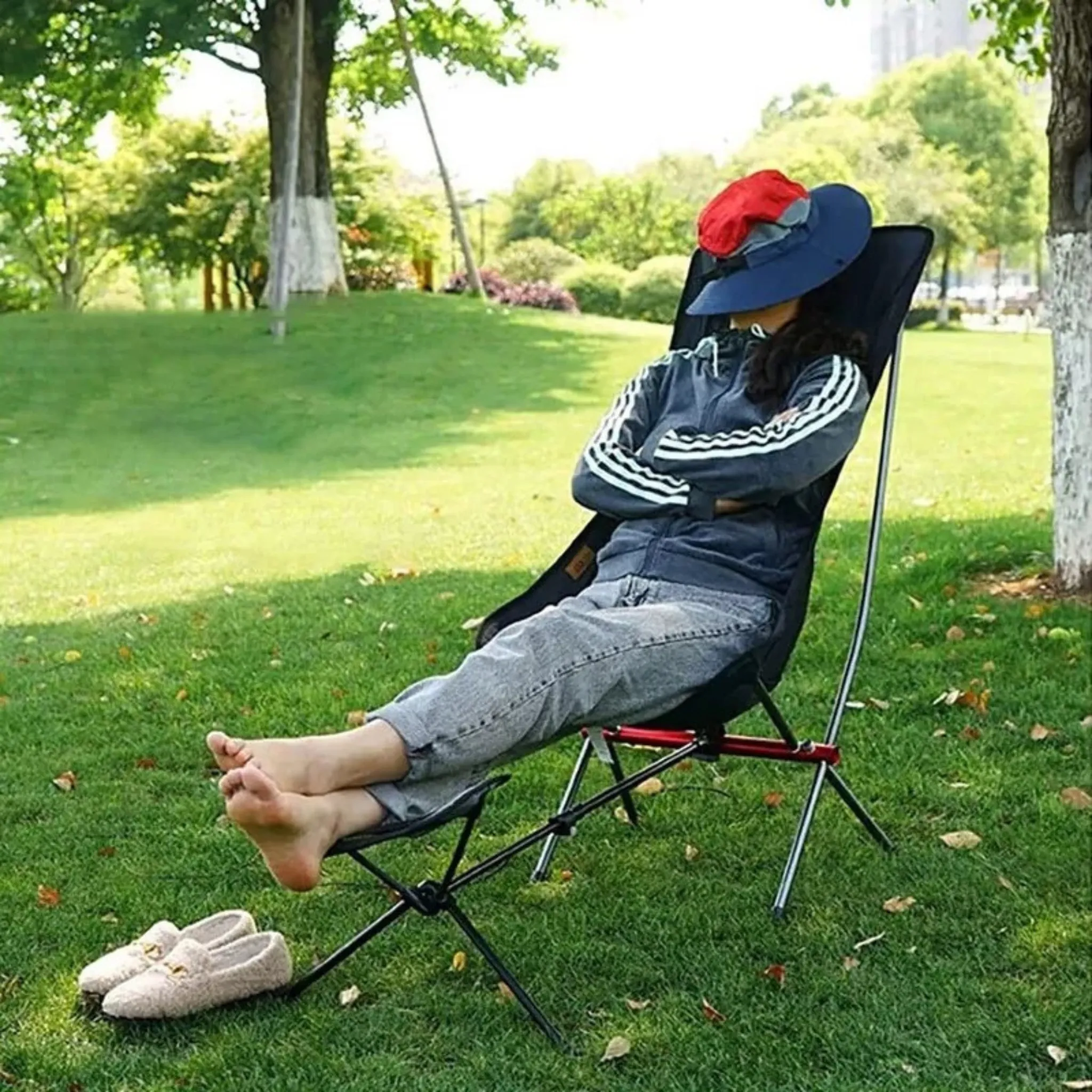 Portable Camping Chair, Compact Ultralight Folding Backpacking Chairs, Outdoor High Back Chair detachable footrest Travel Furniture Home Garden Hiking Picnic Fishing