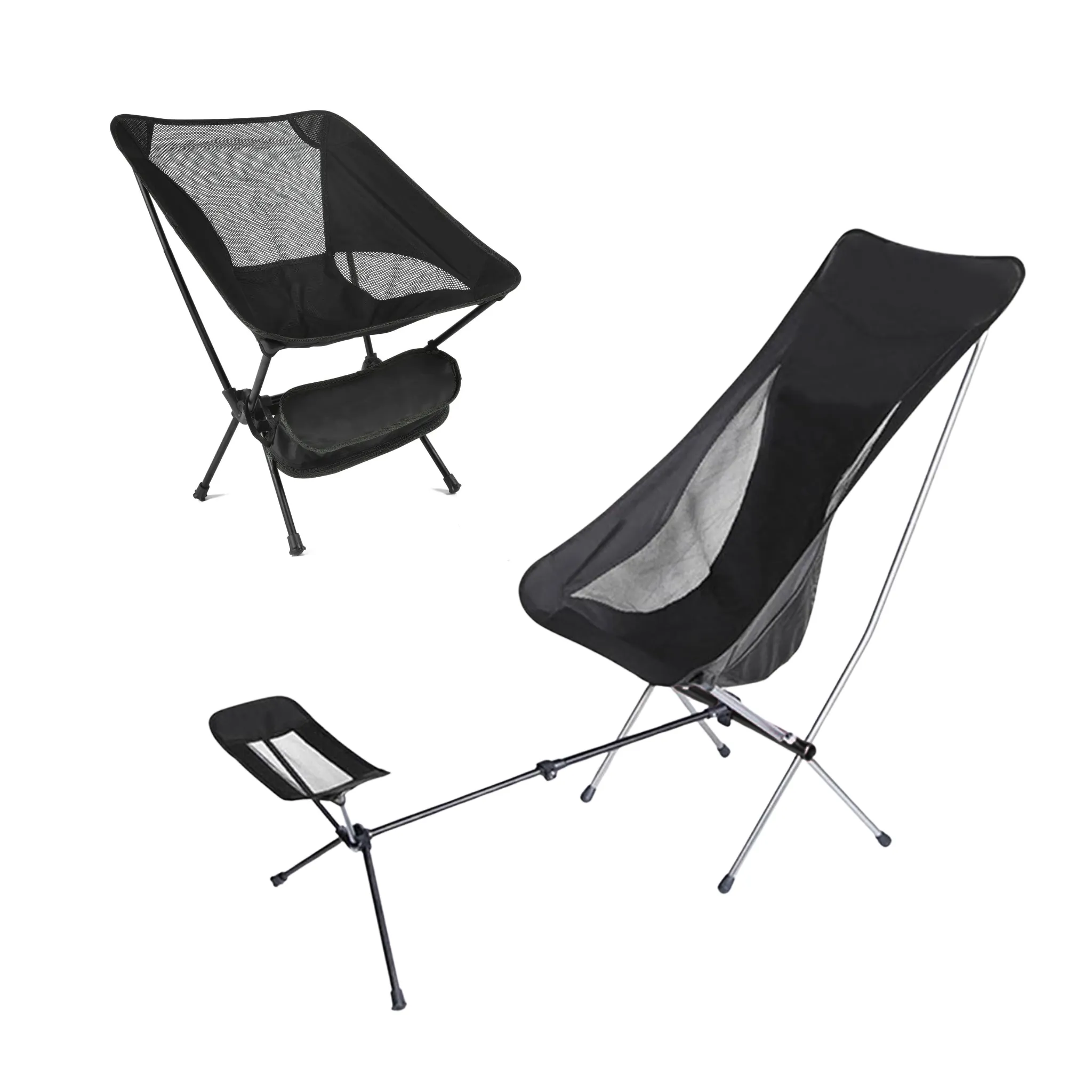 Portable Camping Chair, Compact Ultralight Folding Backpacking Chairs, Outdoor High Back Chair detachable footrest Travel Furniture Home Garden Hiking Picnic Fishing