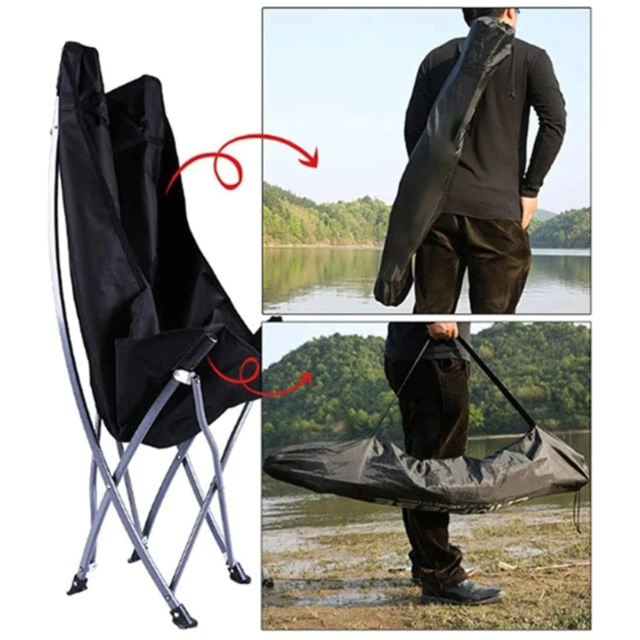 Portable Camping Chair, Compact Ultralight Folding Backpacking Chairs, Outdoor High Back Chair detachable footrest Travel Furniture Home Garden Hiking Picnic Fishing