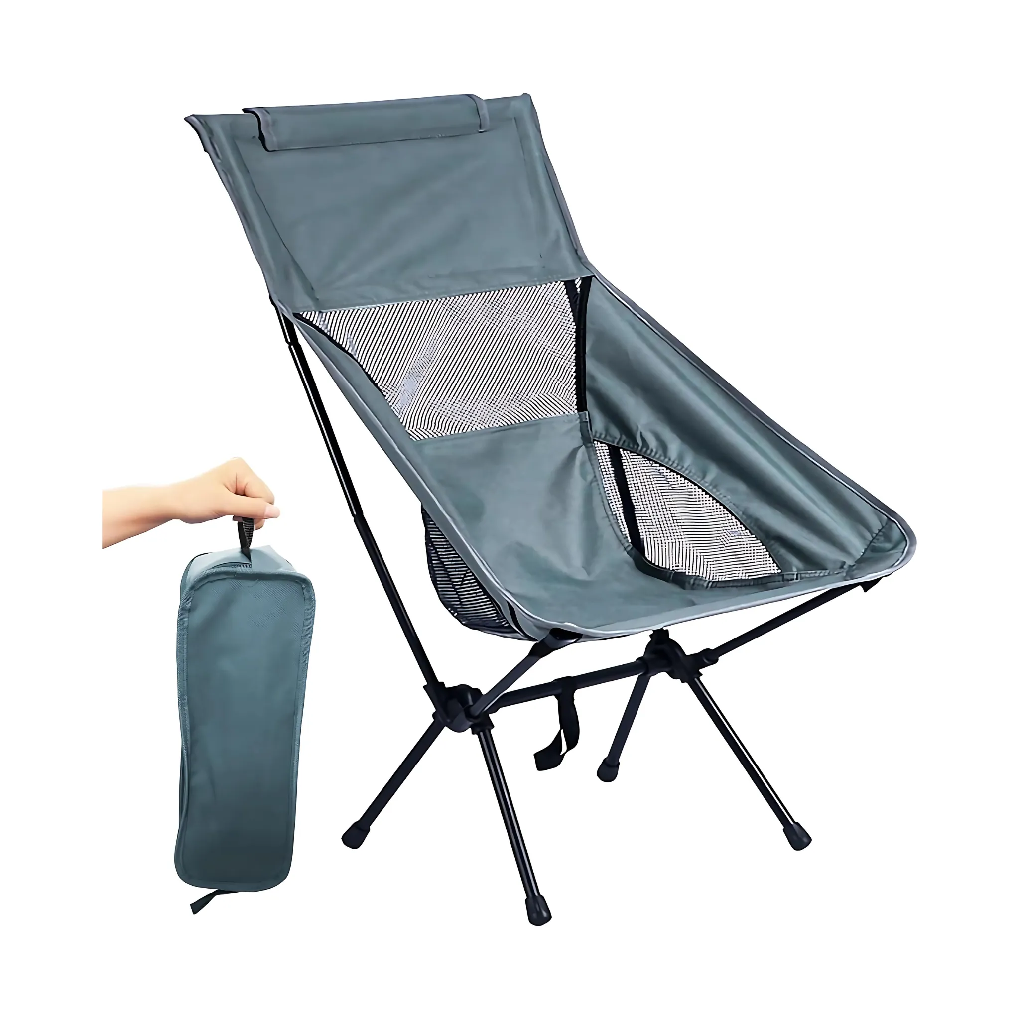 Portable Camping Chair, Compact Ultralight Folding Backpacking Chairs, Outdoor High Back Chair detachable footrest Travel Furniture Home Garden Hiking Picnic Fishing