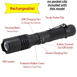 Rechargeable 800 Lumen Flashlight With Internal 2000 mAh Power Bank to Charge your Devices on the go- Super Bright 800 Lumens, 2 Light Modes - High Powered Military Grade!