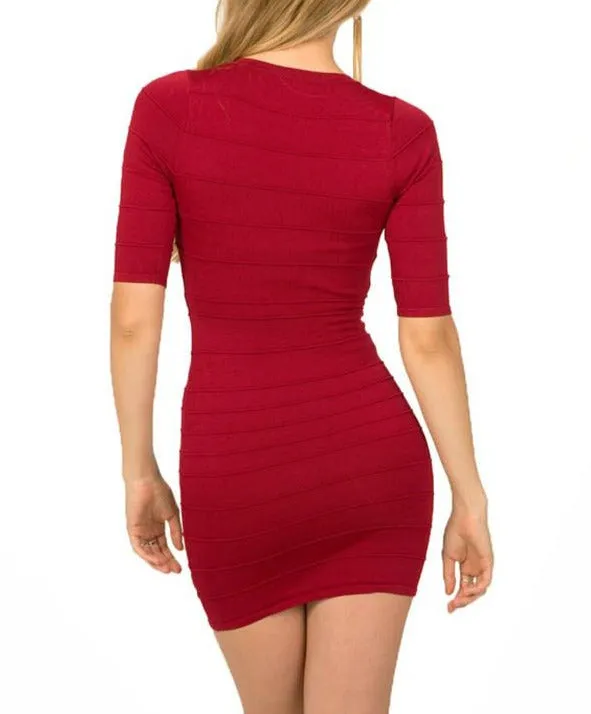 Red Peekaboo Mesh Bandage Dress