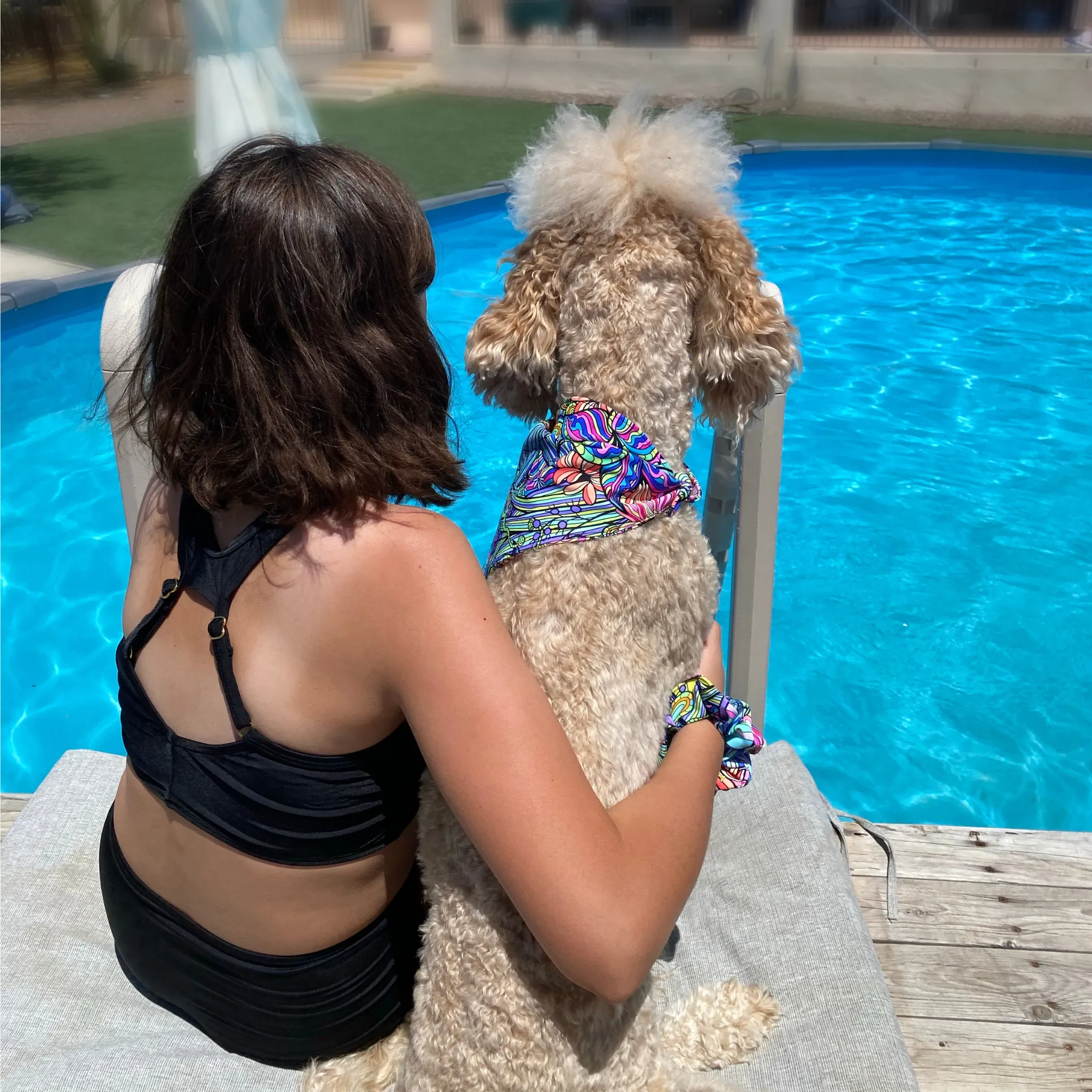 Retro Flower Power Dog Swim scARF