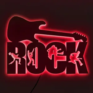 Rock Wall Mirror LED Lighting Sign Night Light Lamp Music Decor