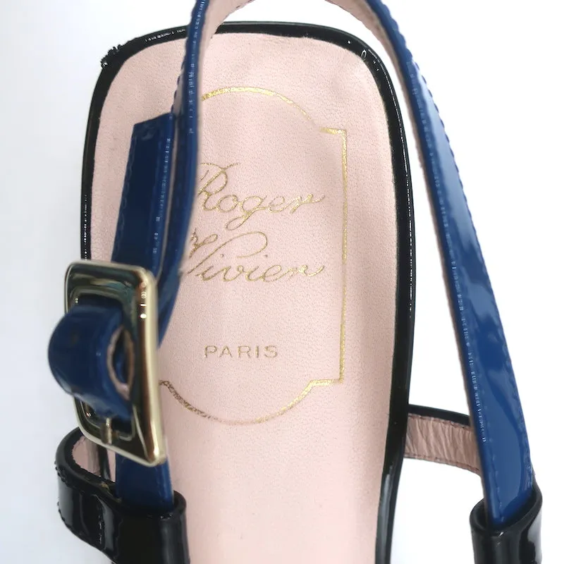Roger Vivier Belle Vivier Slingback Pumps Black/Multi Patent Leather Size 39.5