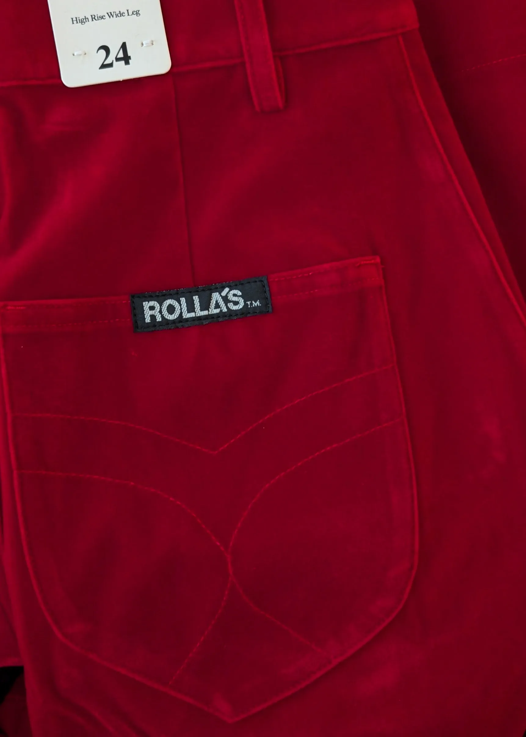 Ruby Red Velvet Sailor Pant <br> <i> ankle length </i>