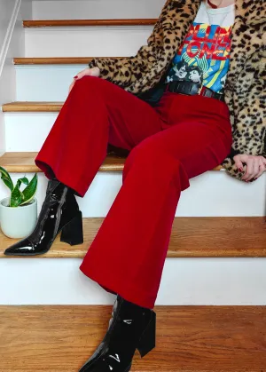 Ruby Red Velvet Sailor Pant <br> <i> ankle length </i>