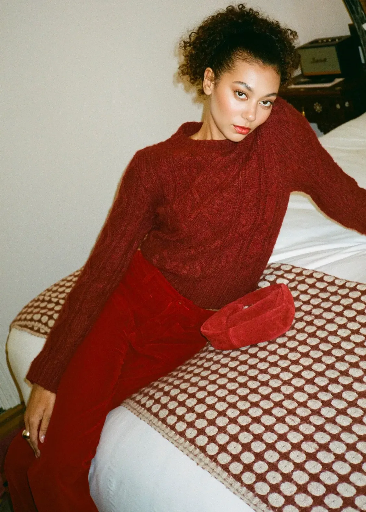 Ruby Red Velvet Sailor Pant <br> <i> ankle length </i>