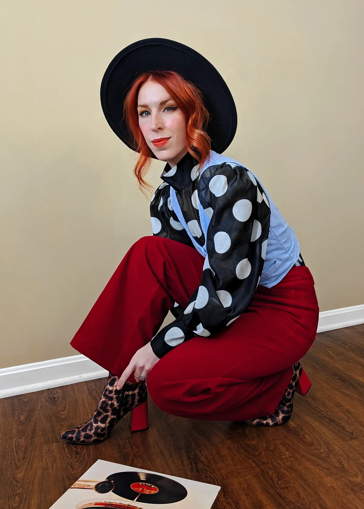 Ruby Red Velvet Sailor Pant <br> <i> ankle length </i>