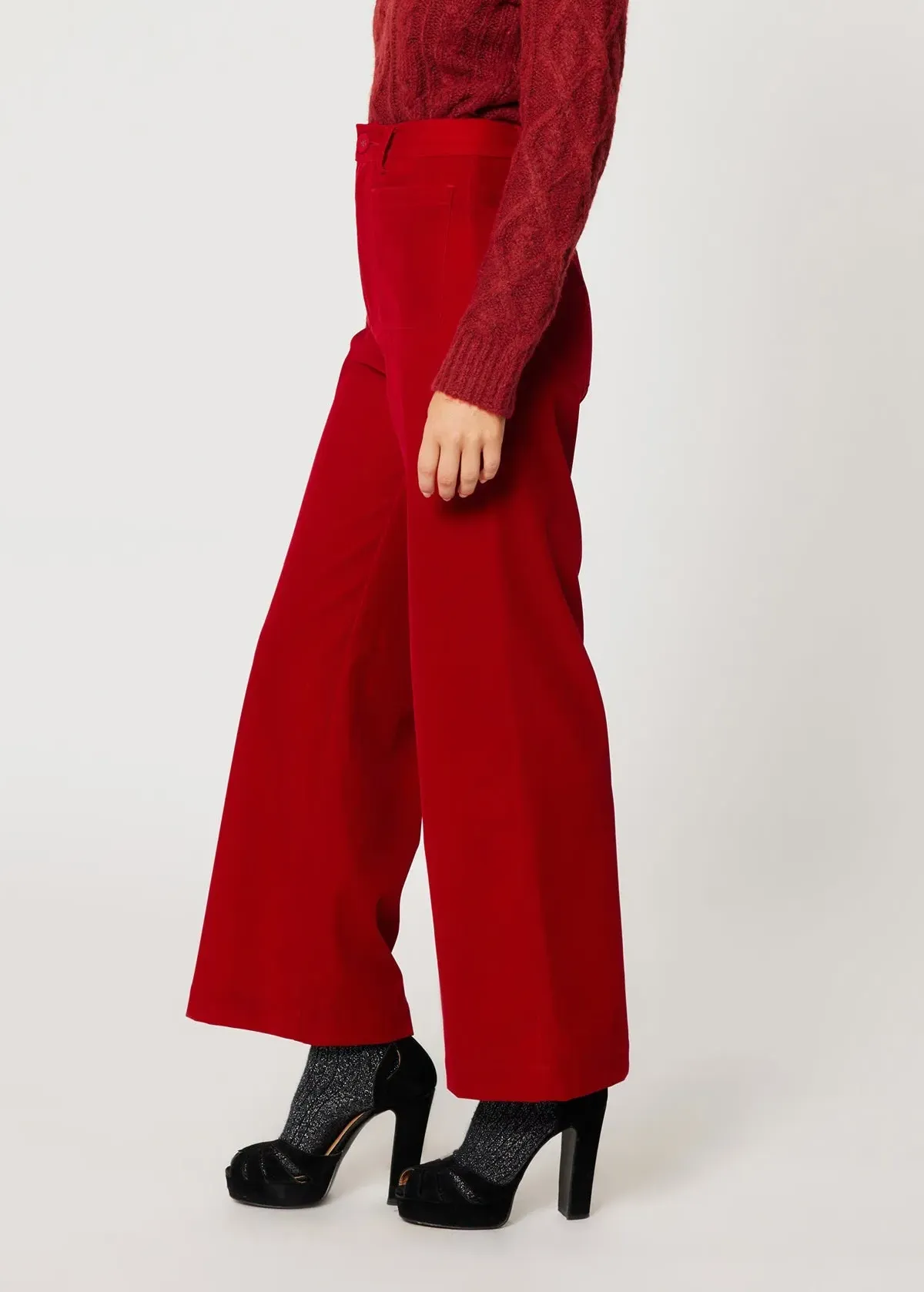 Ruby Red Velvet Sailor Pant <br> <i> ankle length </i>