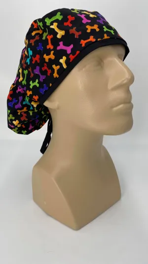 Scrub Hat Medical Hair Bonnet Surgeon Head Cover Surgical Cap Nurse Bouffant Nursing Ponytail Holder Operating Room, Polka Dots Circles