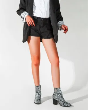 Snakeskin Pattern Ankle Boots - Grey
