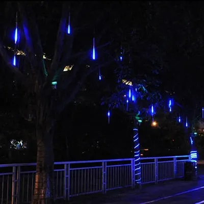 Solar Meteor Shower Falling Rain LED String Lights