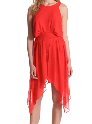 Spicy It Up Red Asymmetrical Hem Dress