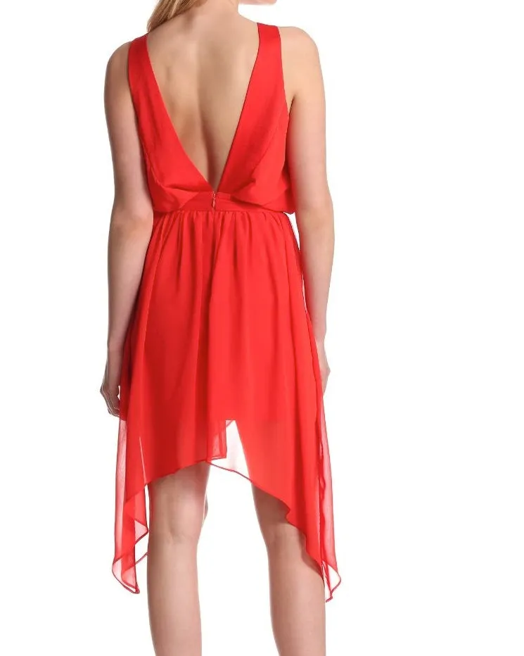 Spicy It Up Red Asymmetrical Hem Dress