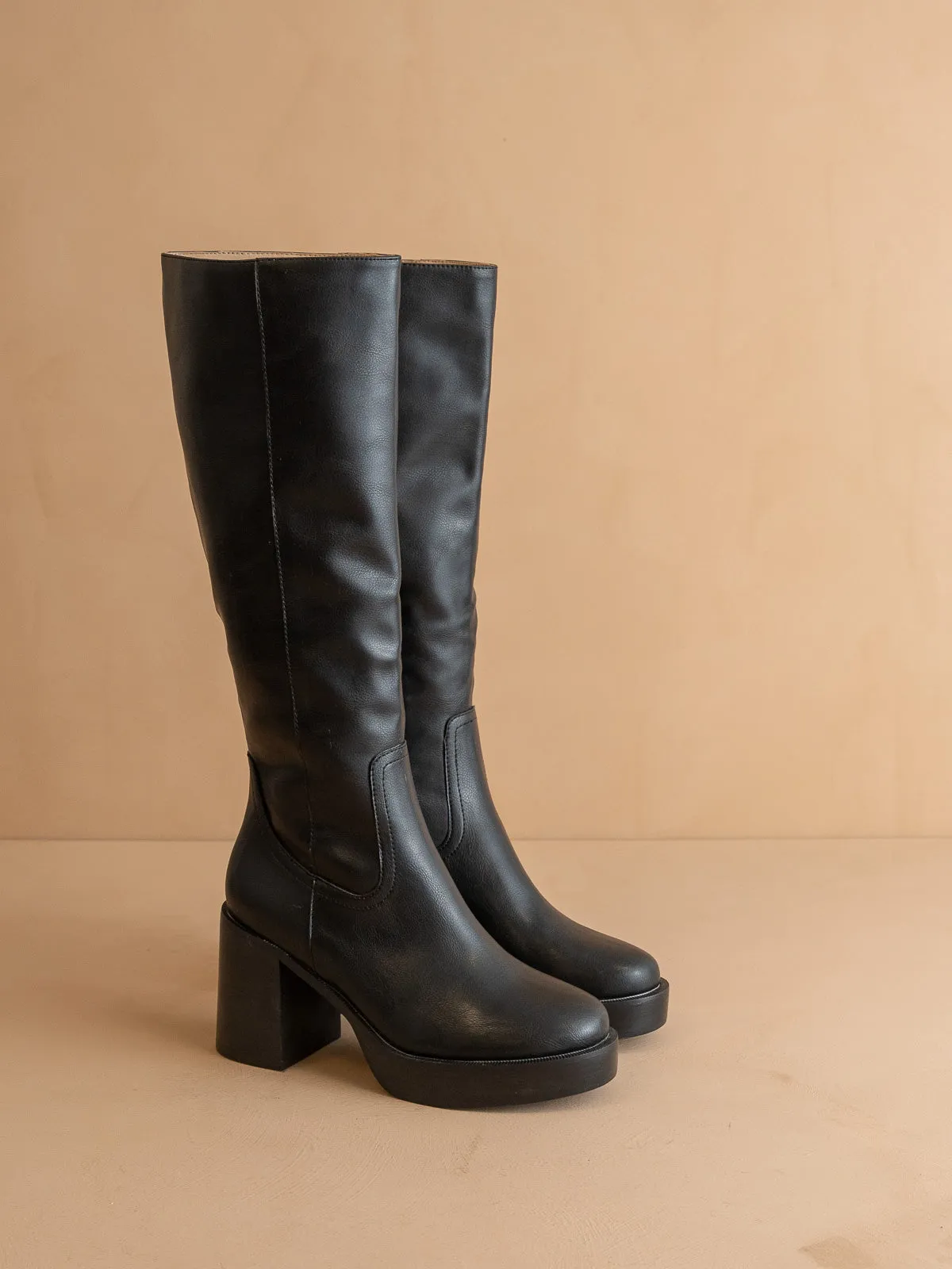 The Juniper | Black Platform Knee-High Boots