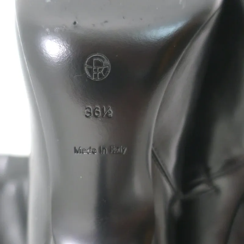 The Row Sling Knee High Boots Black Leather Size 36.5 Pointed Toe Low Heel