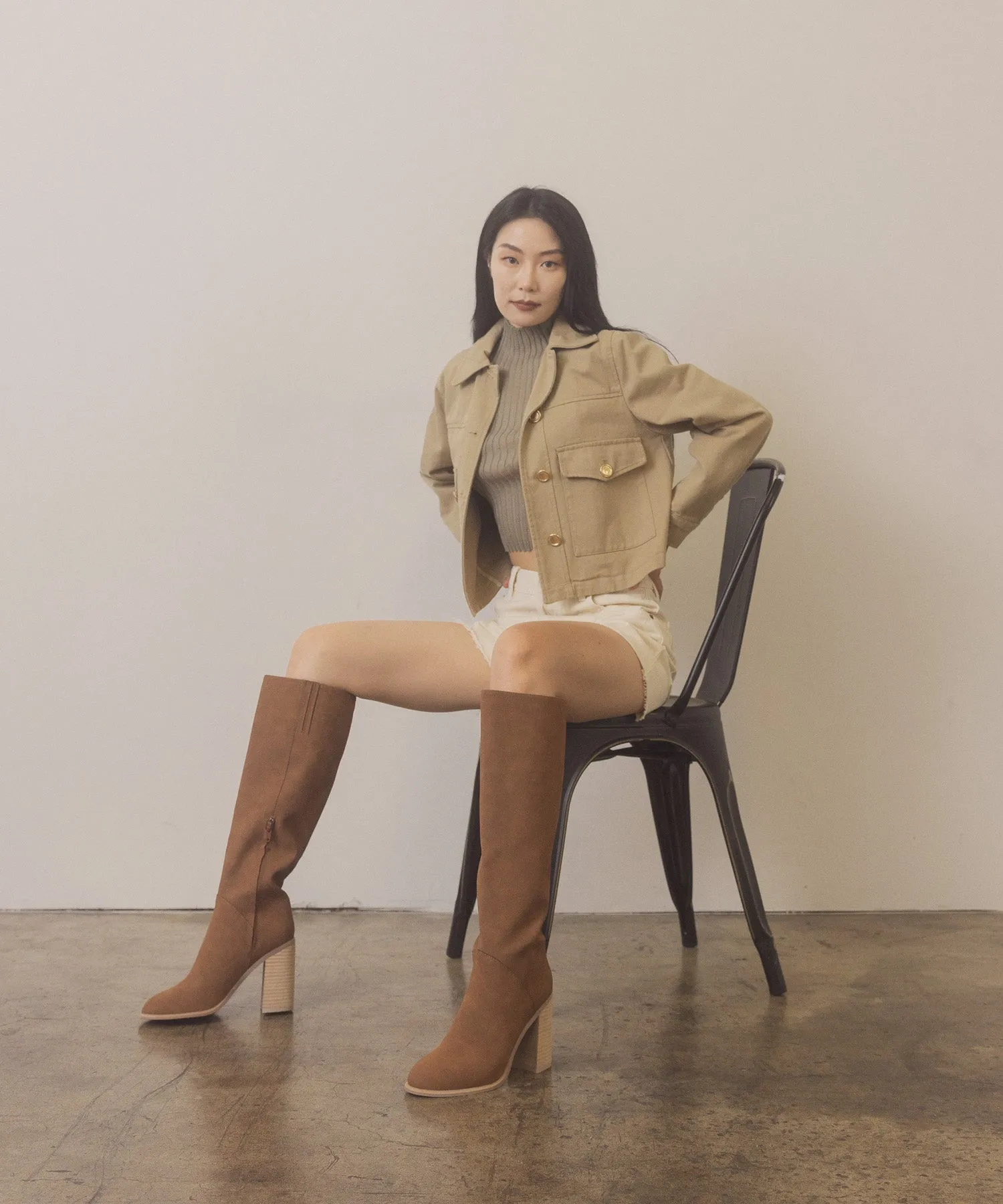 The Shiloh | Brown Knee High Block Heel Boot