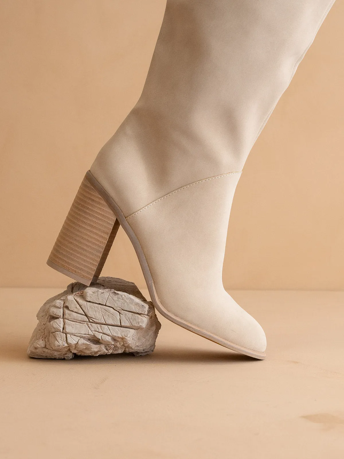 The Shiloh | Light Grey  Knee High Block Heel Boot