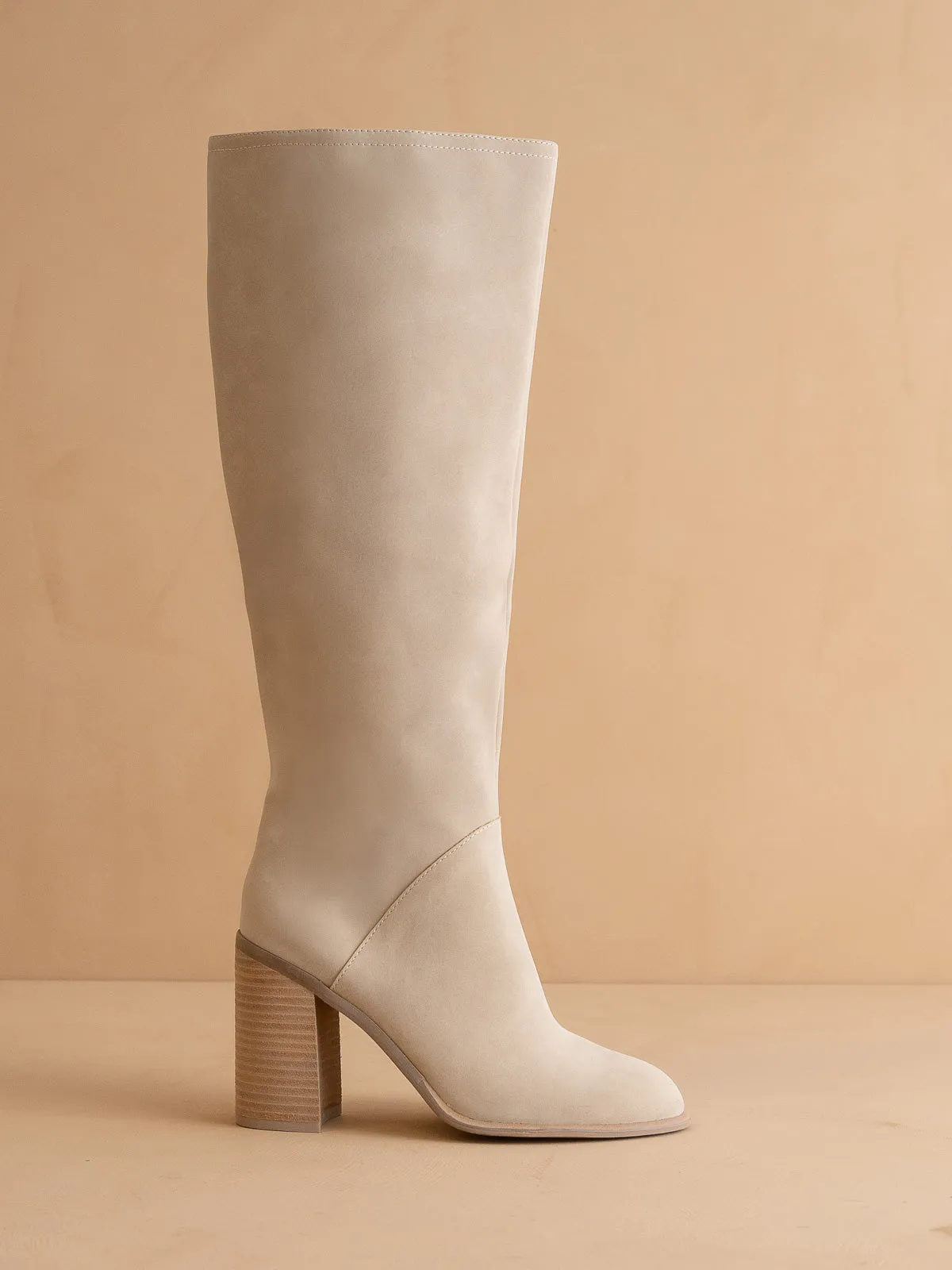 The Shiloh | Light Grey  Knee High Block Heel Boot