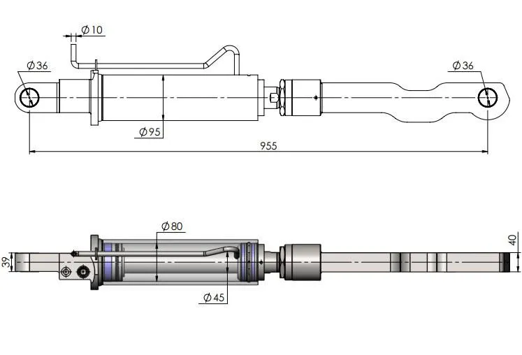 Tilt Ram Cylinder HACO (WITH Extension) to suit MBB 1403791