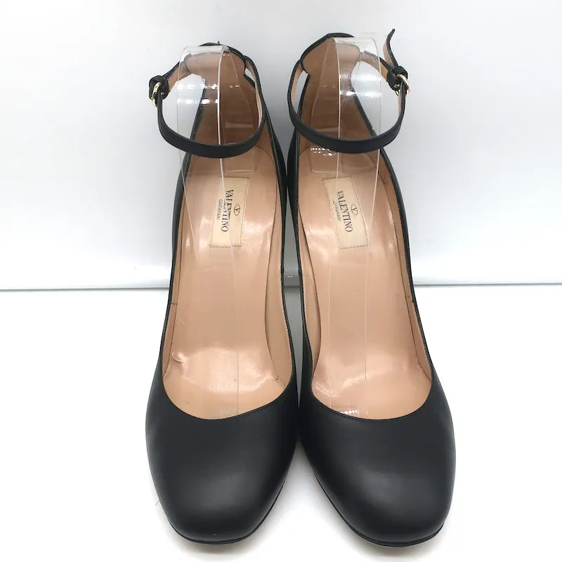 Valentino Tango Ankle Strap Pumps Black Leather Size 41