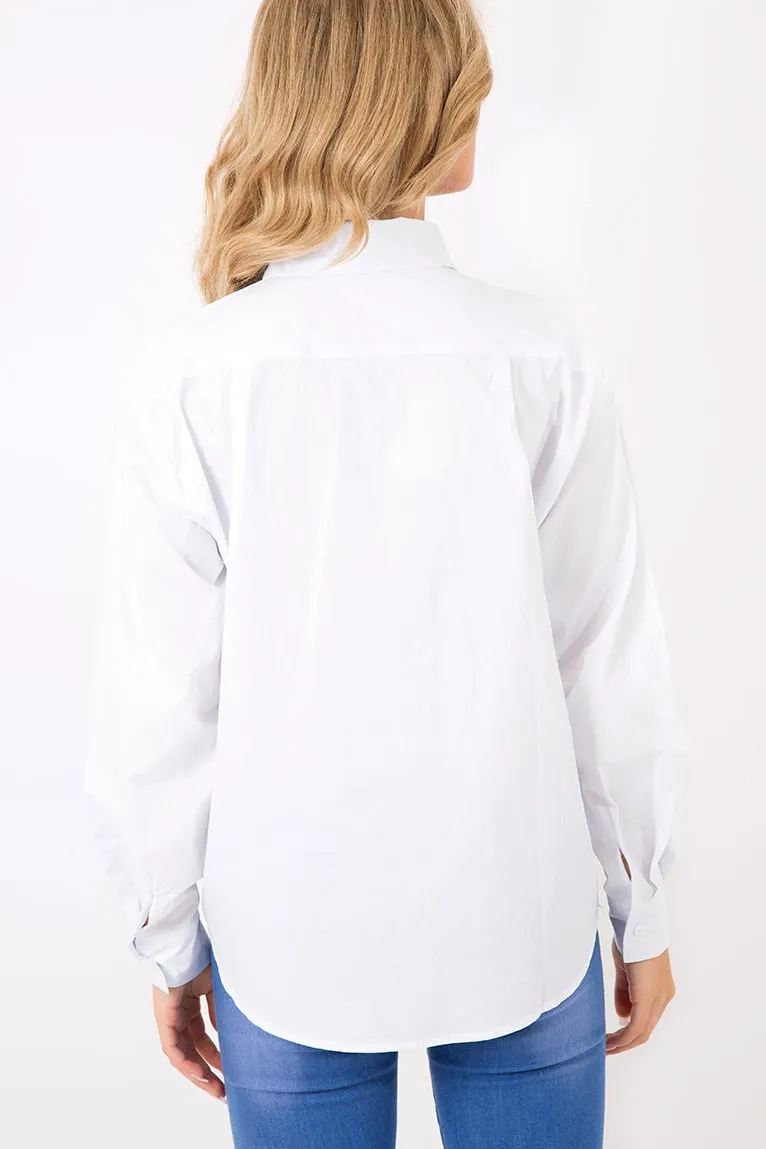 White Floral Embroidered Shirt - Solange