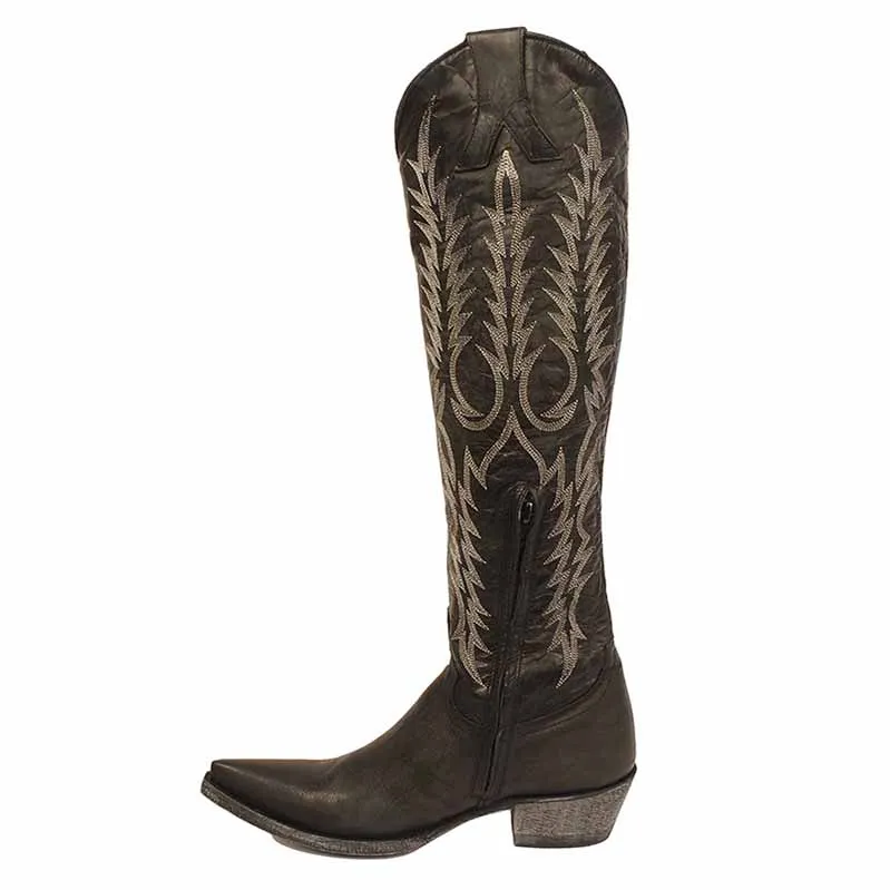 Women's Cowgirl Cowboy Square Toe Leather Embroidered Boots